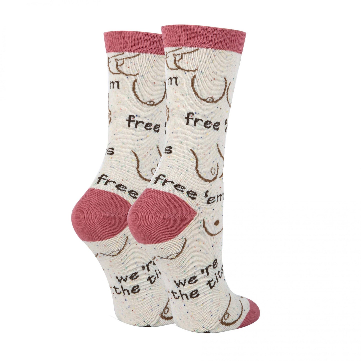 Free 'em | Women's Funny Saying Cotton Crew Socks 21006