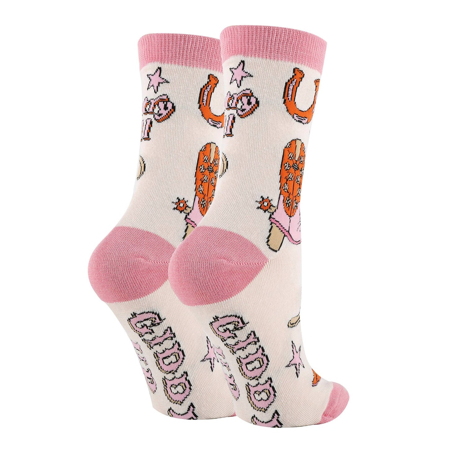 Giddy Up | Women's Western Fun Saying Crew Socks 23506