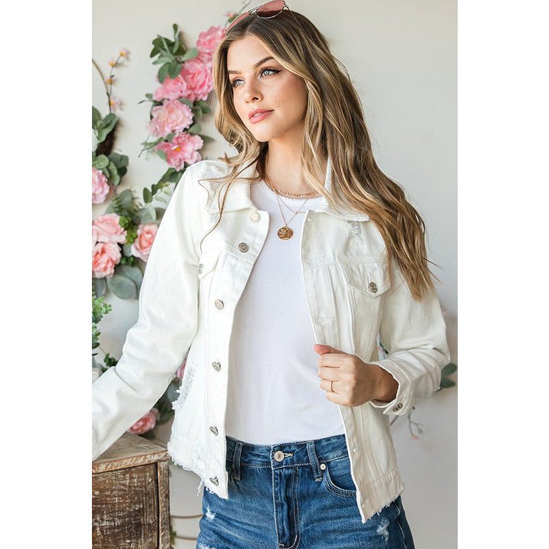 LORINDA DENIM jacket in WHITE 117 SMALL