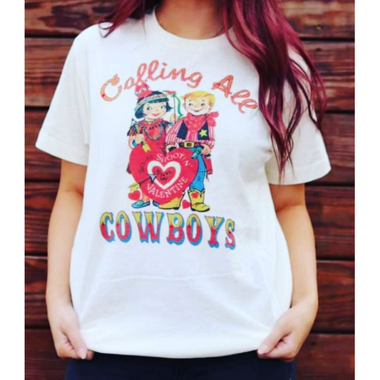 X CALLING ALL COWBOYS  in CREAM TEE