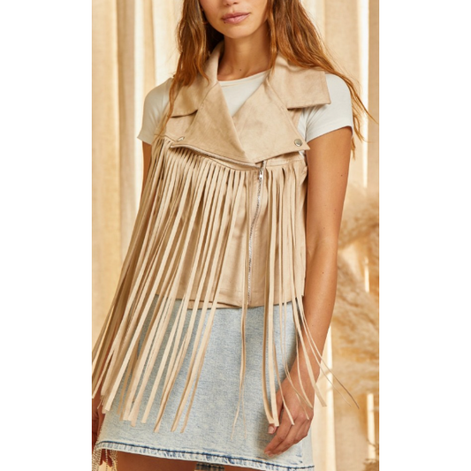 SAVANNA JANE FRINGE VEST ~ CREAM