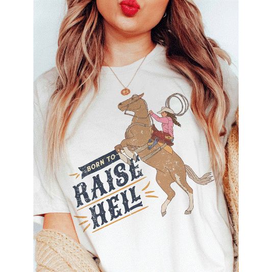 BORN TO RAISE HELL TEE in IVORY MEDIUM