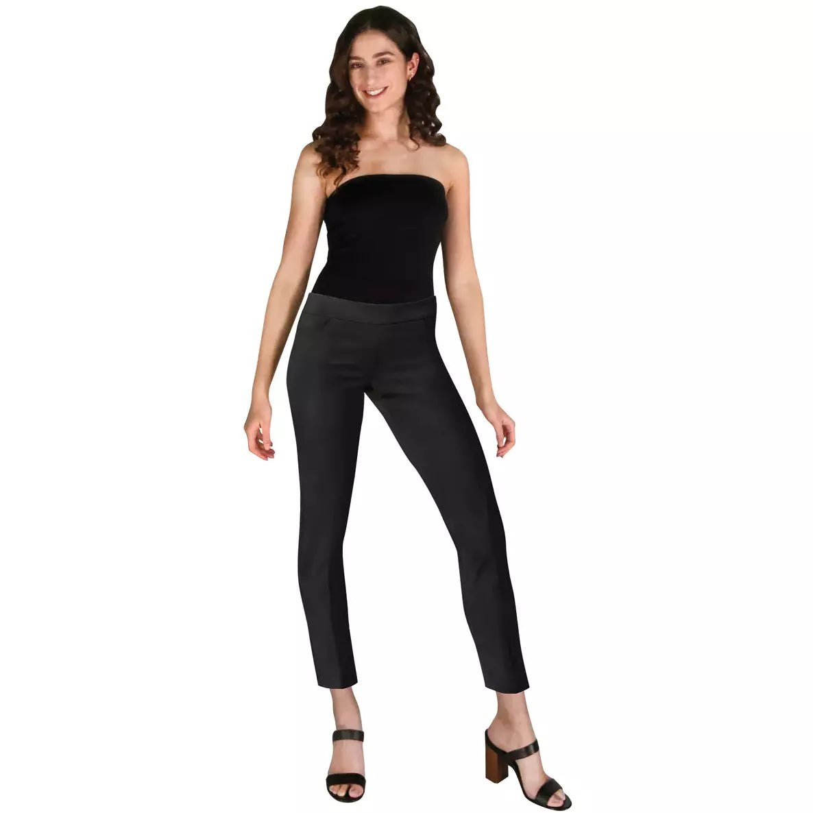 SLIM-SATION PANT by MULTIPLES, Pull-On Ankle w/Pockets BLACK 2623