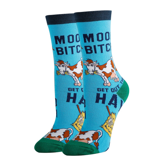 Mooo Over | Unisex Cotton Crew Colorful Socks 22001