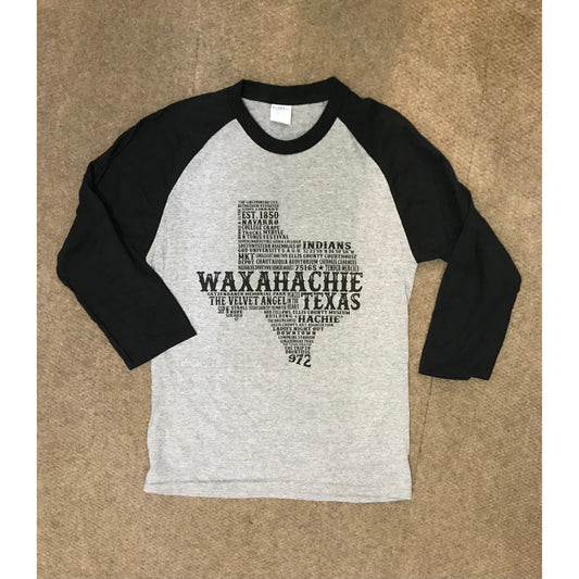 WAXAHACHIE 3/4 BLACK SLEEVE TEE SMALL