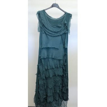 MADE IN ITALY SILK RUFFLE DRESS, LONG 2031